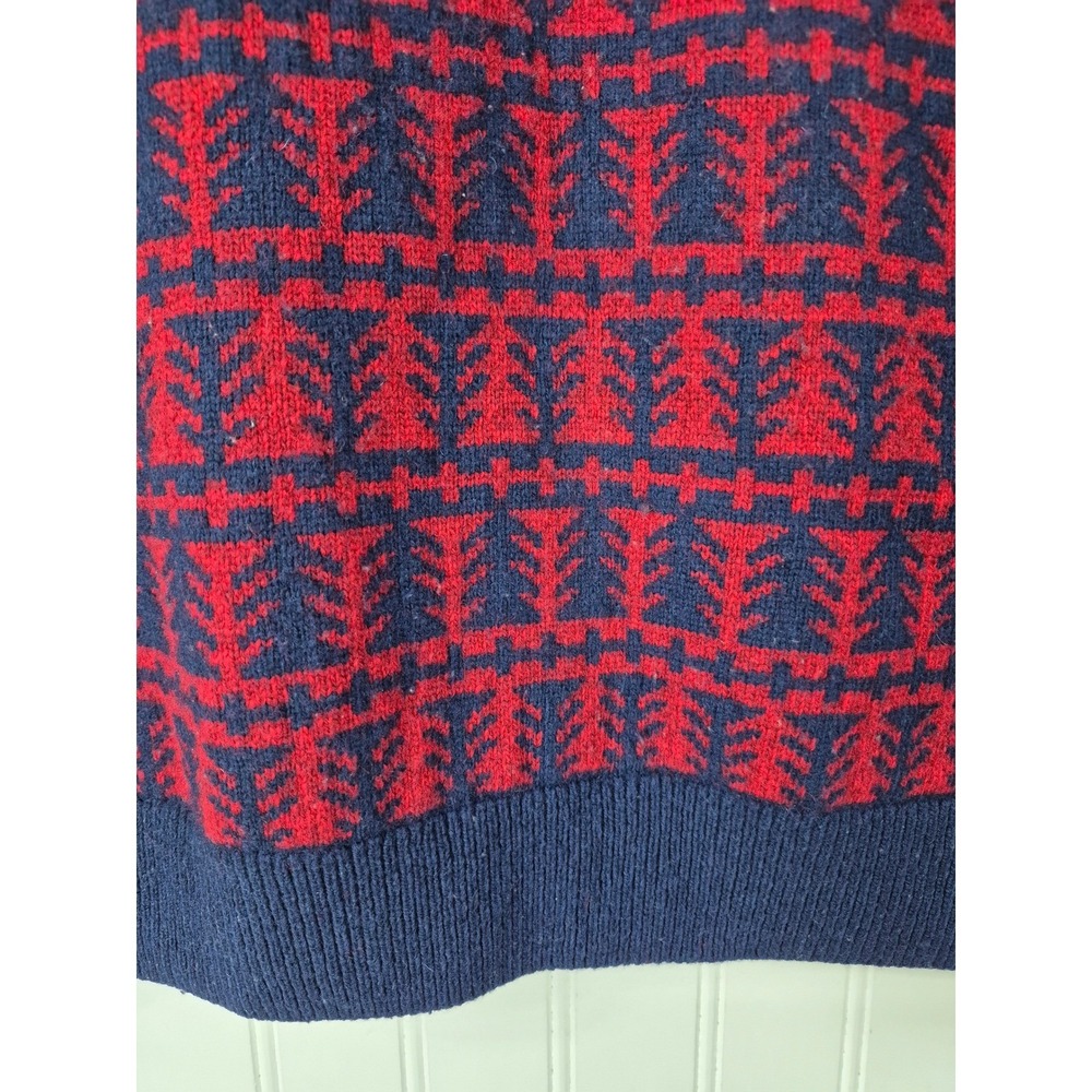 Vintage Abercrombie & Fitch Mens Navy Blue Red Fair Isle Tree Pattern Sweater M - Picture 4 of 9